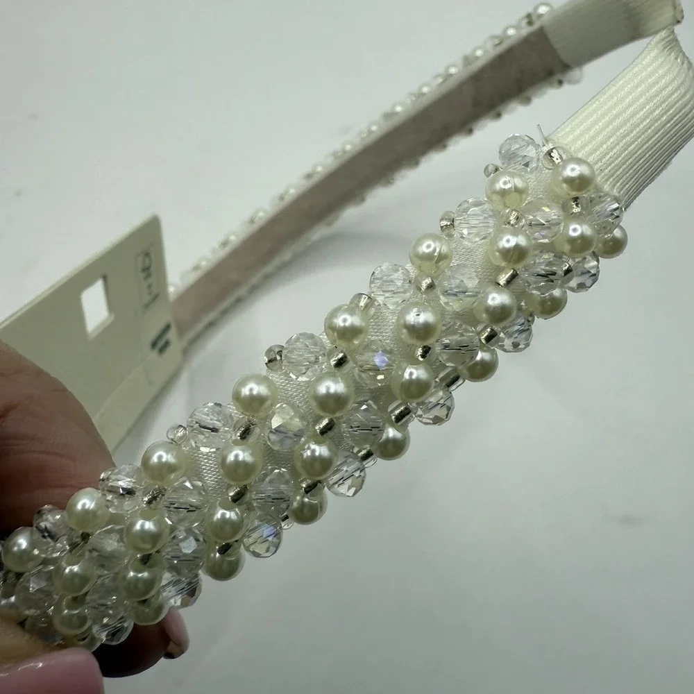 NWT     i Am Beaded Headband Pearl